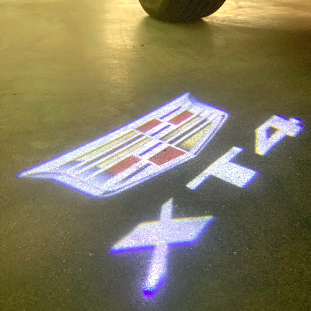 CADILLAC XT4 LOGO PROJECTOT LIGHTS Nr.9743 (quantity 1 = 2 Logo Films /2 door lights）