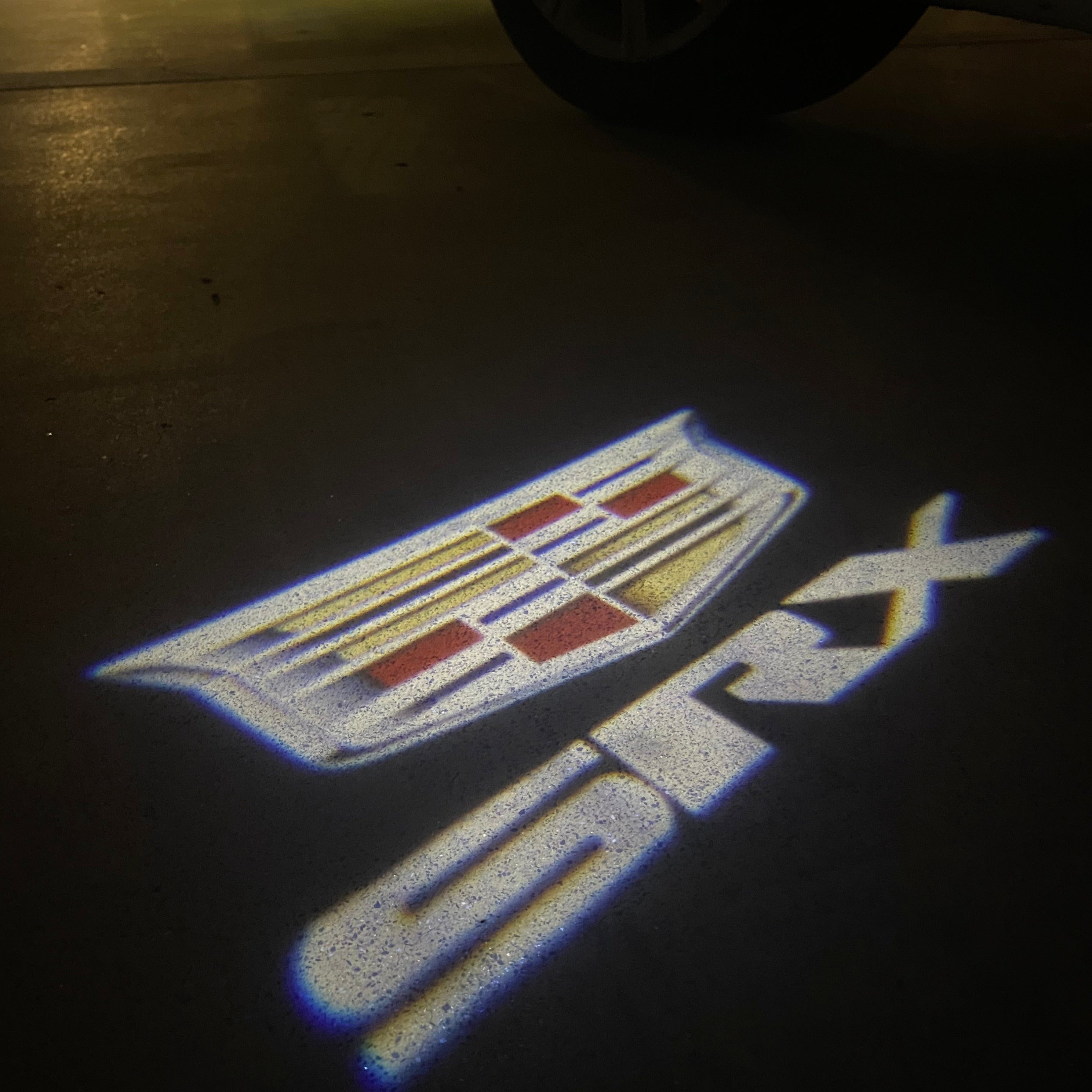 CADILLAC SRX LOGO PROJECTOT LIGHTS Nr.9746 (quantity 1 = 2 Logo Films /2 door lights）