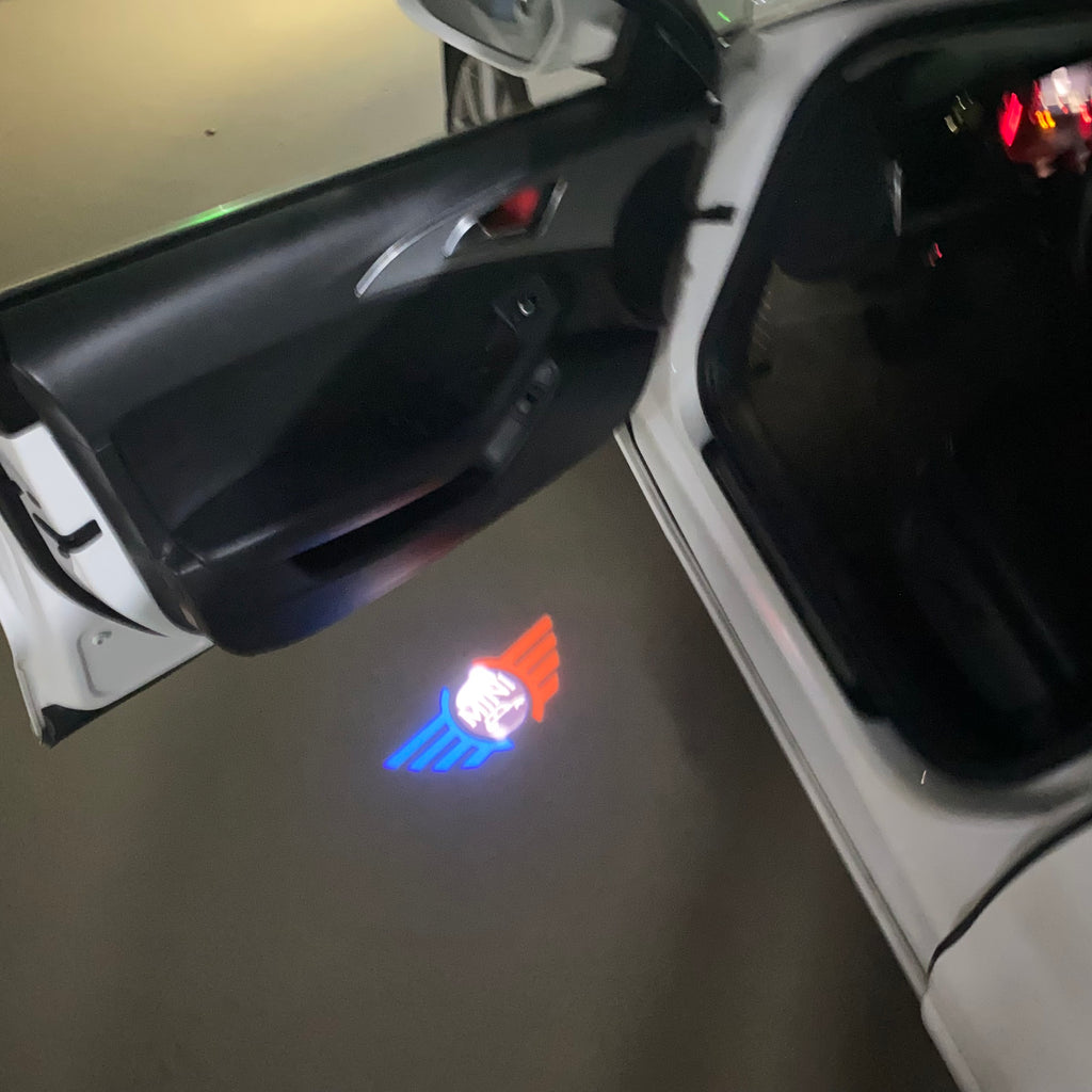 MINI ORIGINAL LOGO PROJECROTR LIGHTS Nr.0G1 (quantity  1 =  2 Logo Film /  2 door lights)