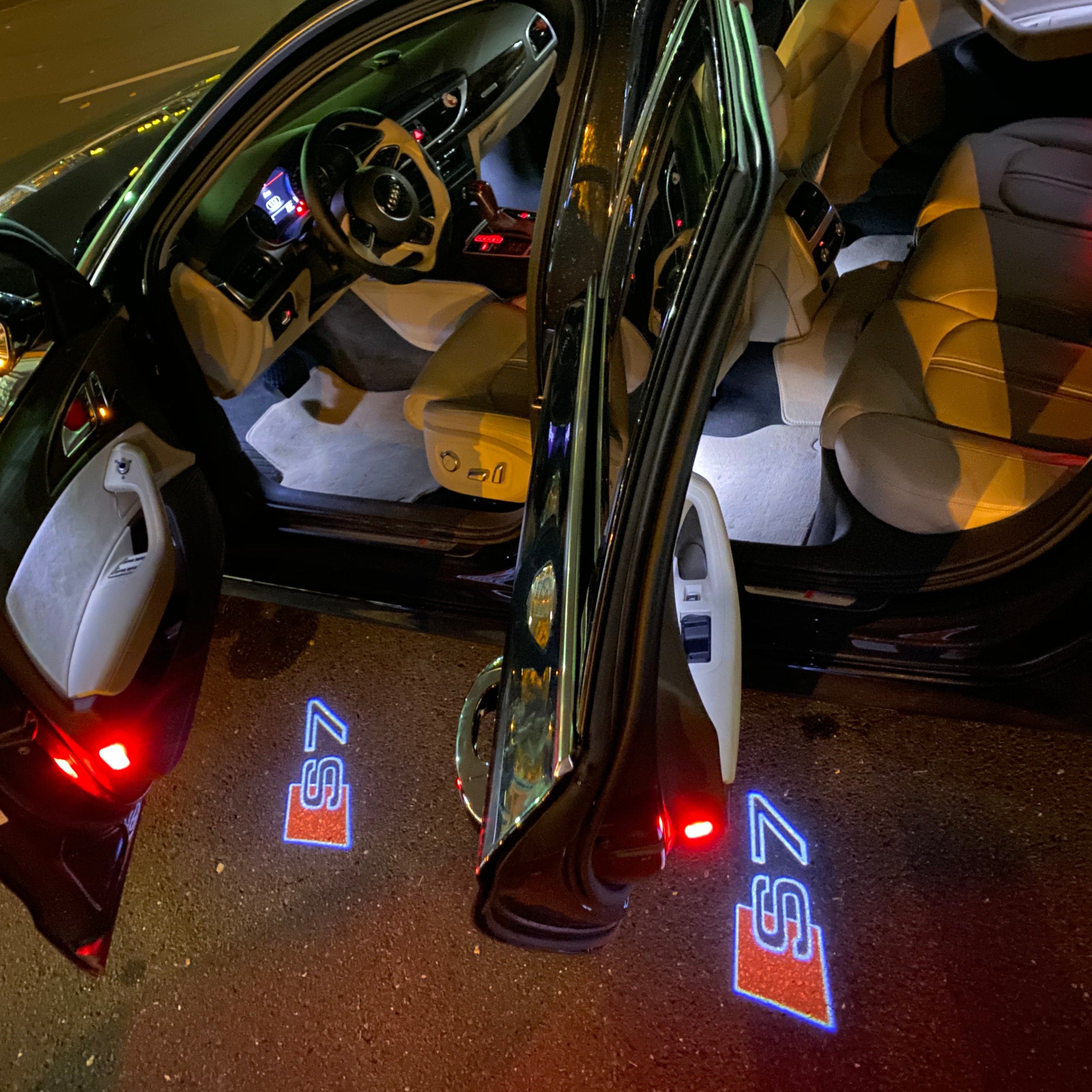 AUDI S7 LOGO PROJECTOT LIGHTS Nr.360 (quantità 1 = 2 Logo Films /2 luci porta)