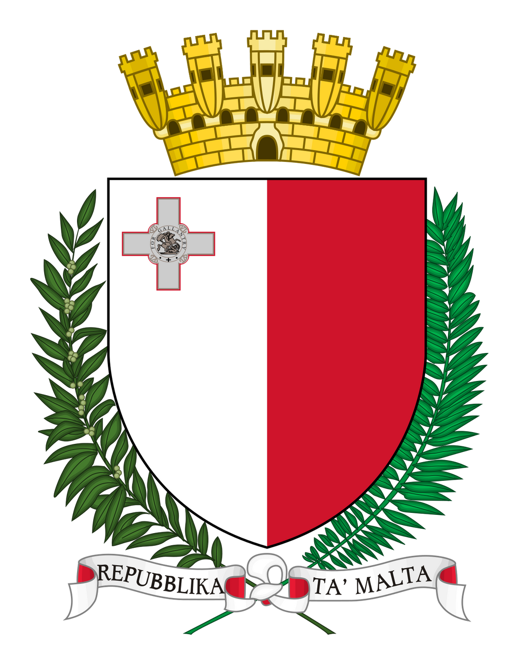 Malta Repubblika ta' Malta Nationalflagge Logo (Menge 1 = 1 Sätze / 2 Logo Film / Kann von Lichtern andere Logos ersetzen)