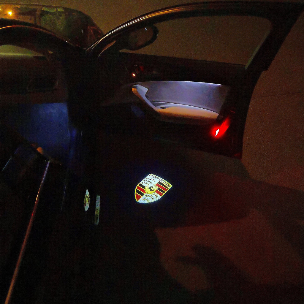 PORSCHE Original LOGO PROJECTOR LIGHTS Nr.03 (Menge 1 = 2 Logo Film / 2 Türlichter)