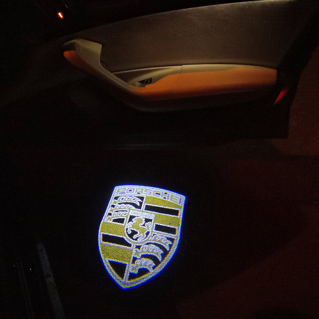 PORSCHE Original LOGO PROJECTOT LIGHTS Nr.01 (Menge 1 = 2 Logo Film / 2 Türleuchten)