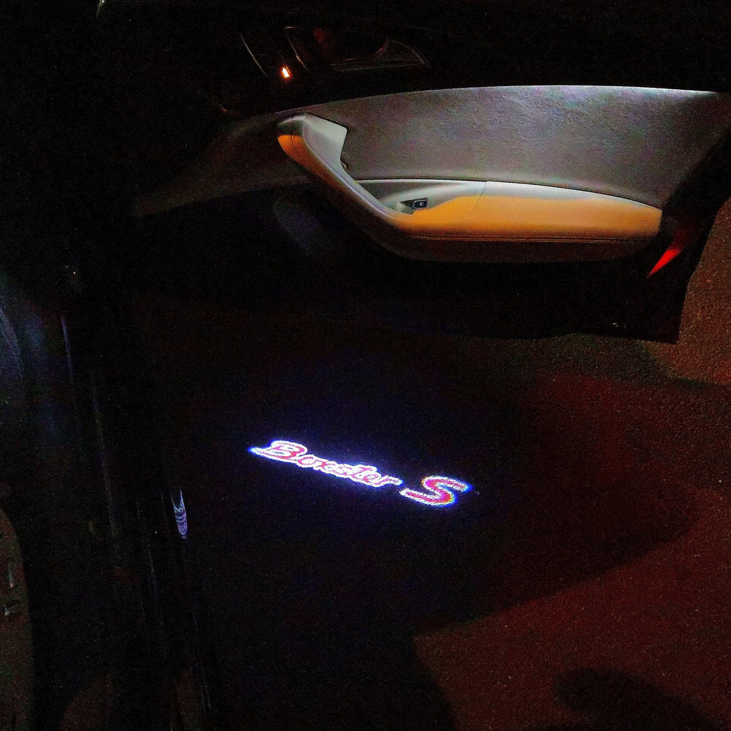 PORSCHE Boxster S LOGO PROJECTOT LIGHTS Nr.17 (quantità 1 = 2 Logo Film / 2 luci porta)