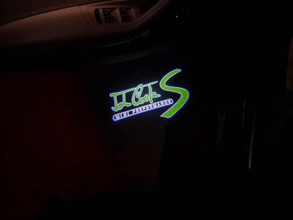 LUCES DE PROJECROTR CON LOGO DE JOHN COOPER N ° 105 (cantidad 1 = 2 Película de logotipo / 2 luces de puerta)
