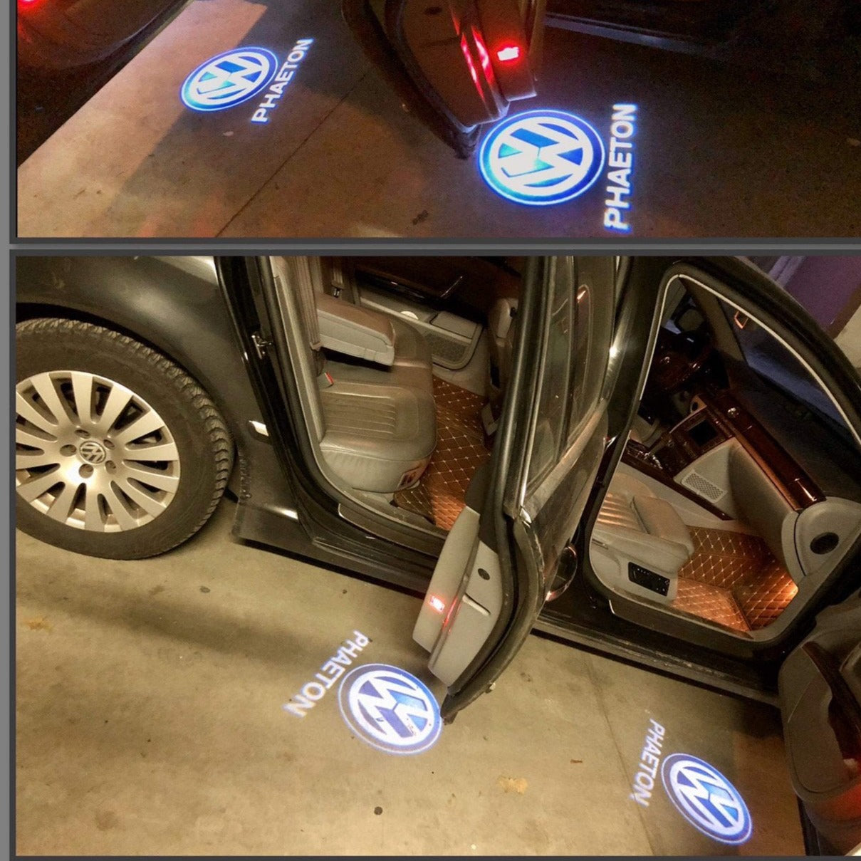 Volkswagen Luces de puerta PHAETON Logo Nr. 76 (cantidad 1 = 2 películas con logotipo / 2 luces de puerta）