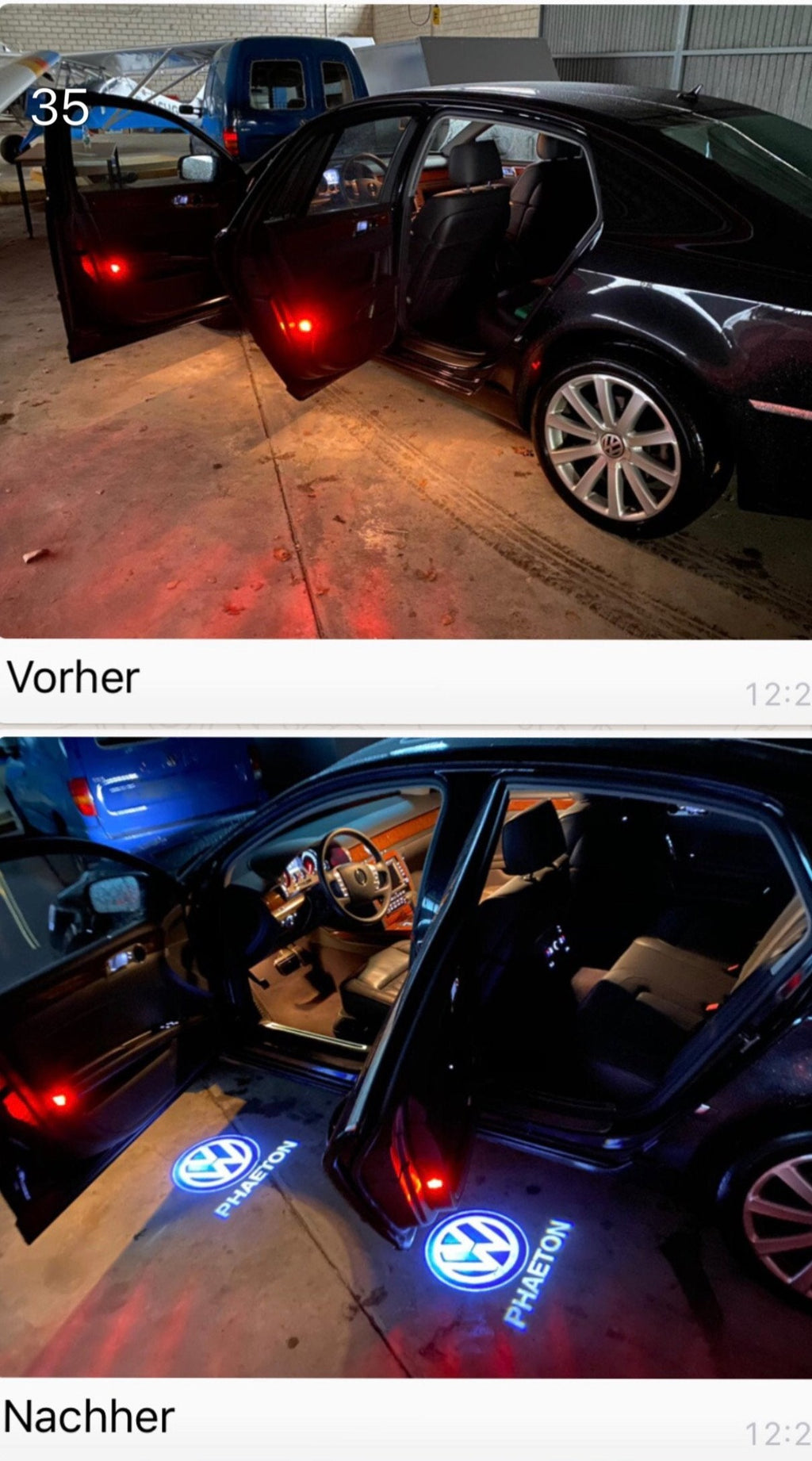 Volkswagen Luces de puerta PHAETON Logo Nr. 76 (cantidad 1 = 2 películas con logotipo / 2 luces de puerta）