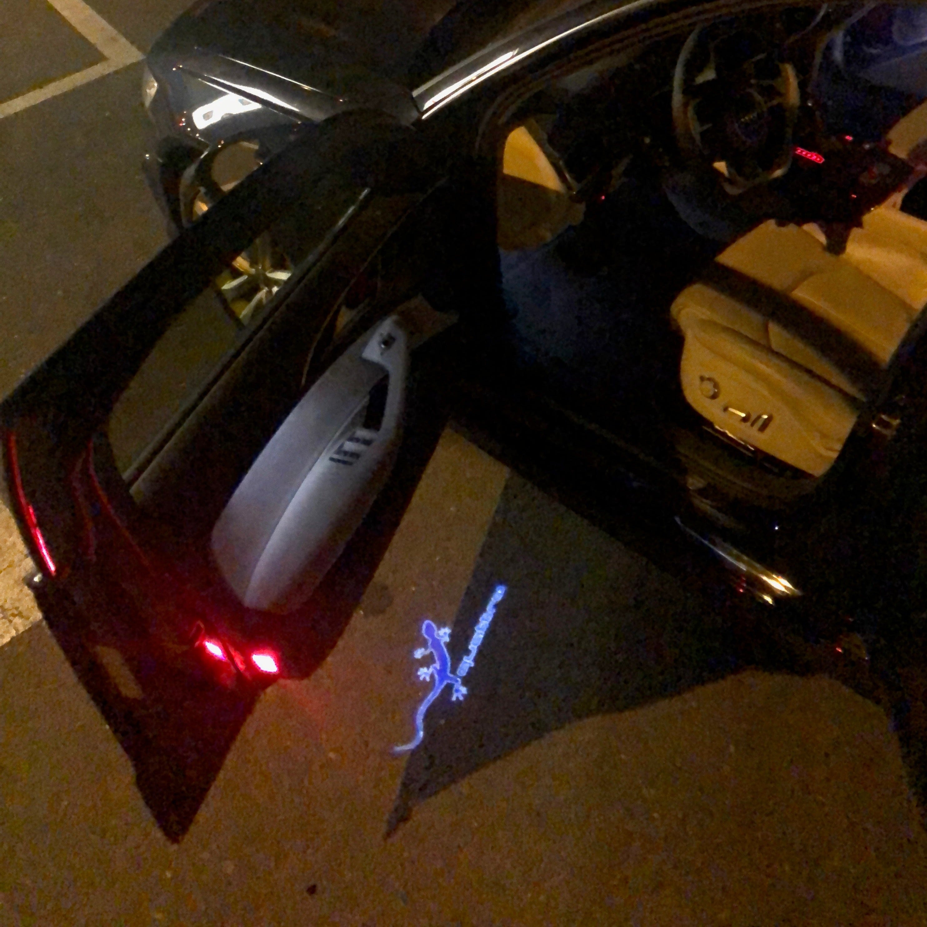 AUDI QUATTRO GECKO LOGO PROJECTOT LIGHTS Nr.68 (cantidad 1 = 2 logo films /2 luces de puerta)