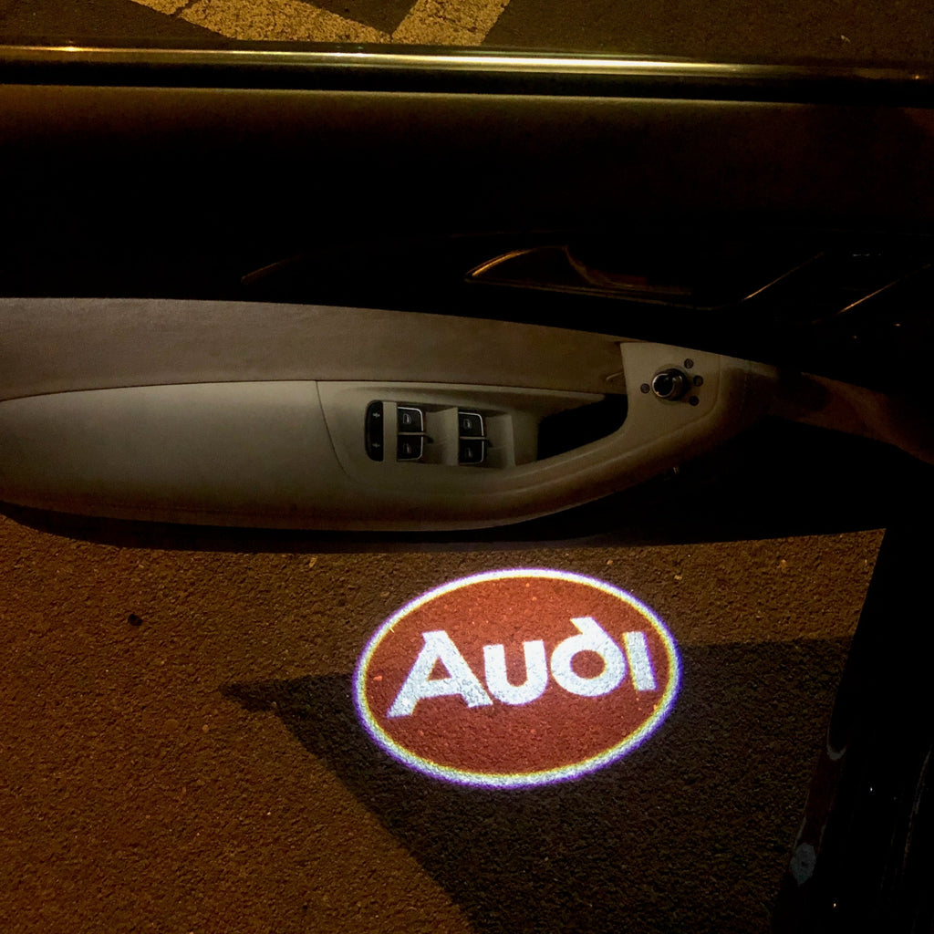 AUDI LOGO PROJECTOT LIGHTS Nr.114 (الكمية 1 = 2 Logo Films /2 أضواء الباب)