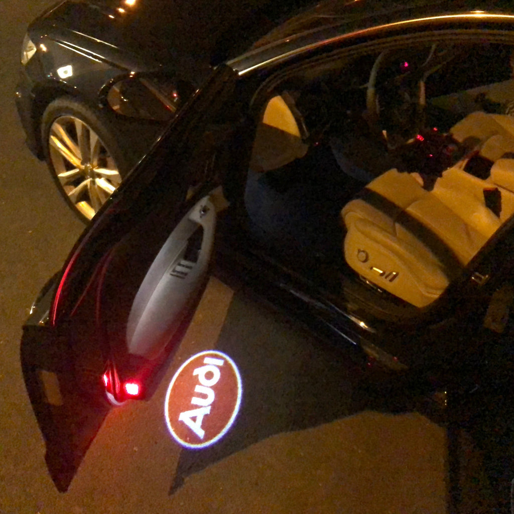 AUDI LOGO PROJECTOT LIGHTS Nr.114 (الكمية 1 = 2 Logo Films /2 أضواء الباب)
